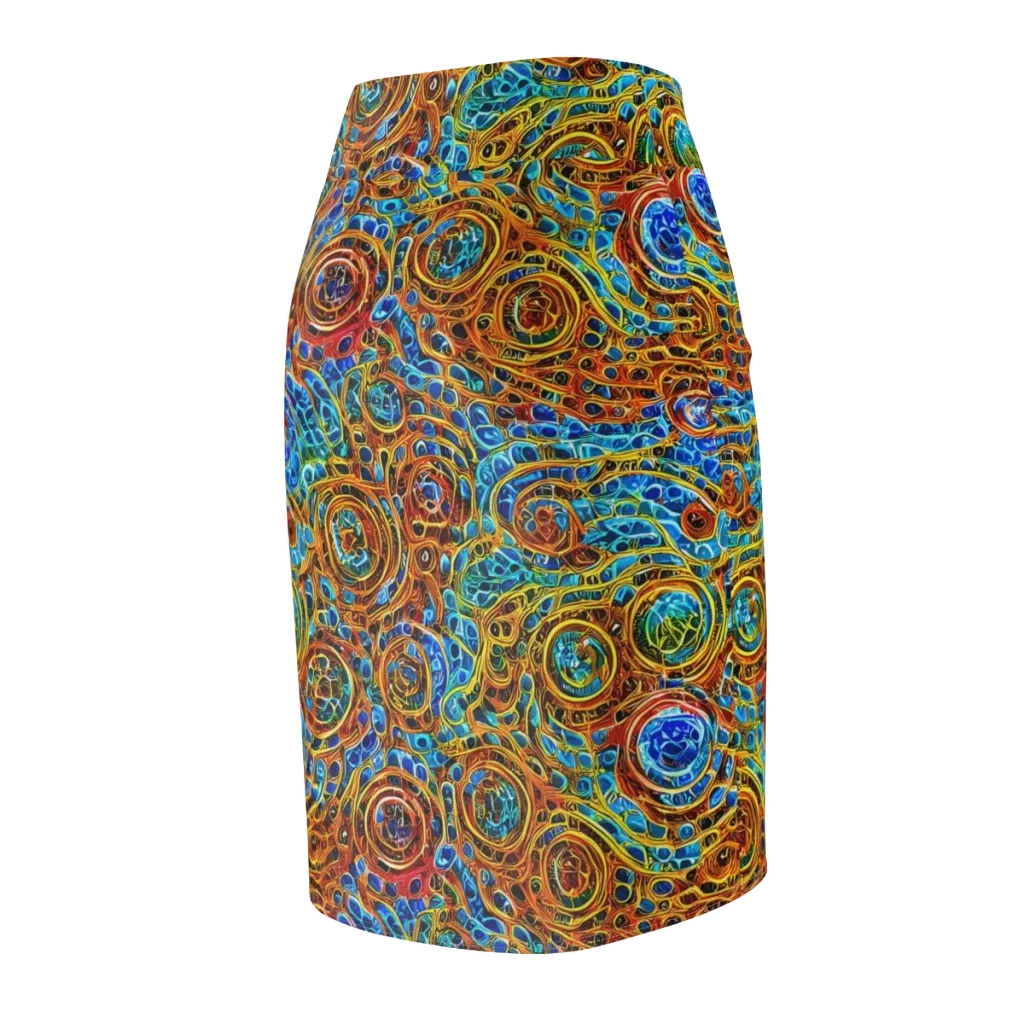 Electric Mandala on Pencil Skirt — Back Side