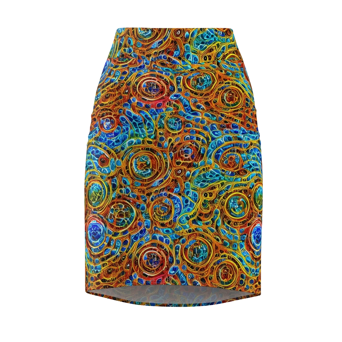 Electric Mandala on Pencil Skirt — Front
