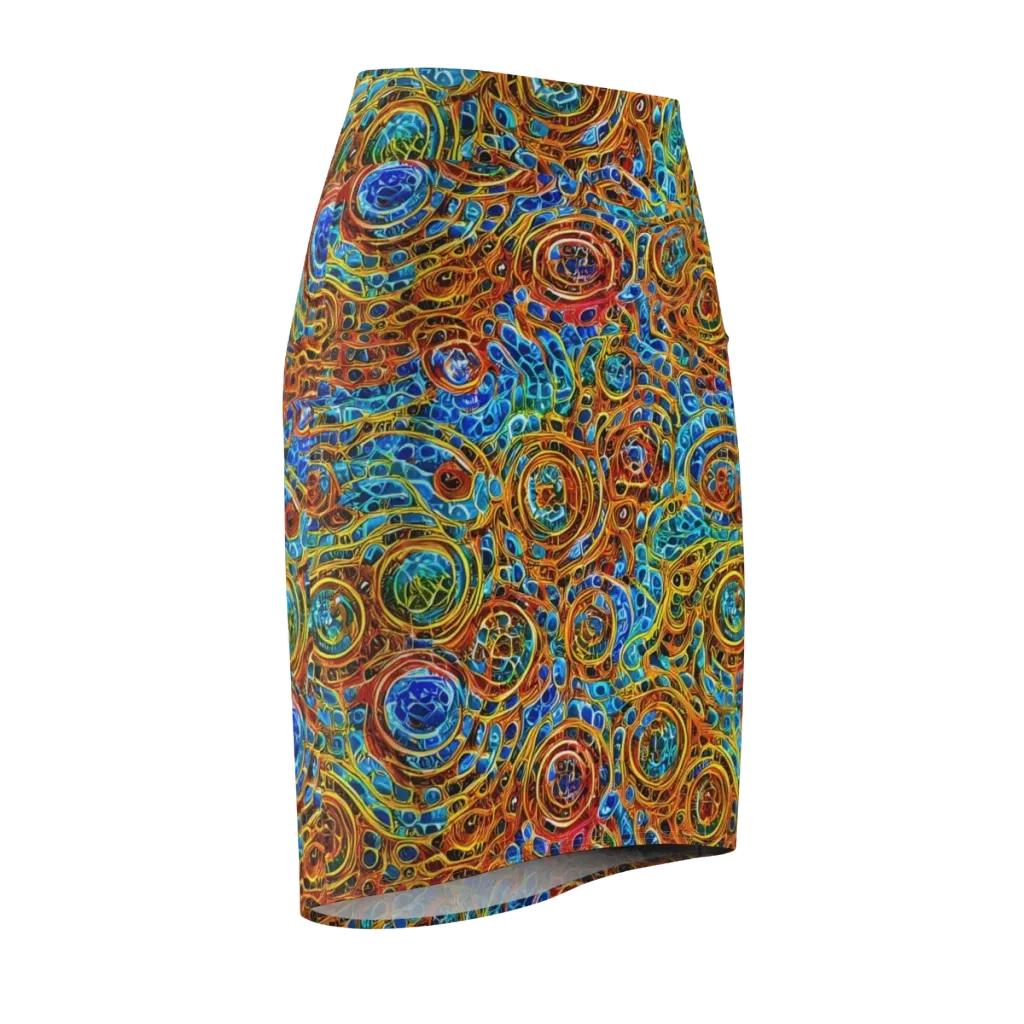 Electric Mandala on Pencil Skirt — Front Side