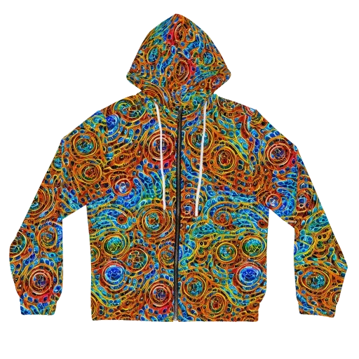 Electric Mandala on a Women's Full-Zip Hoodie