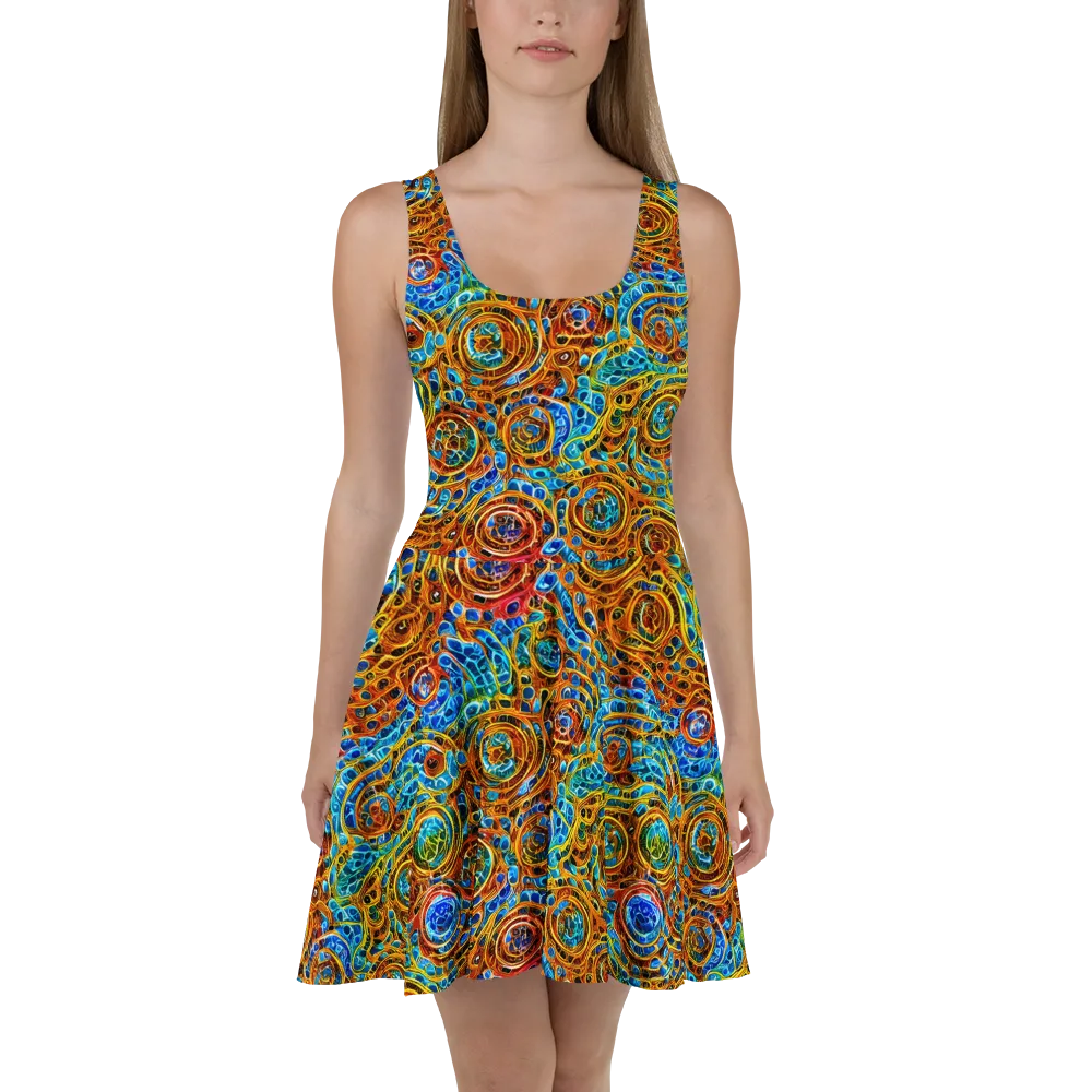Electric Mandala on Skater Dress — Front