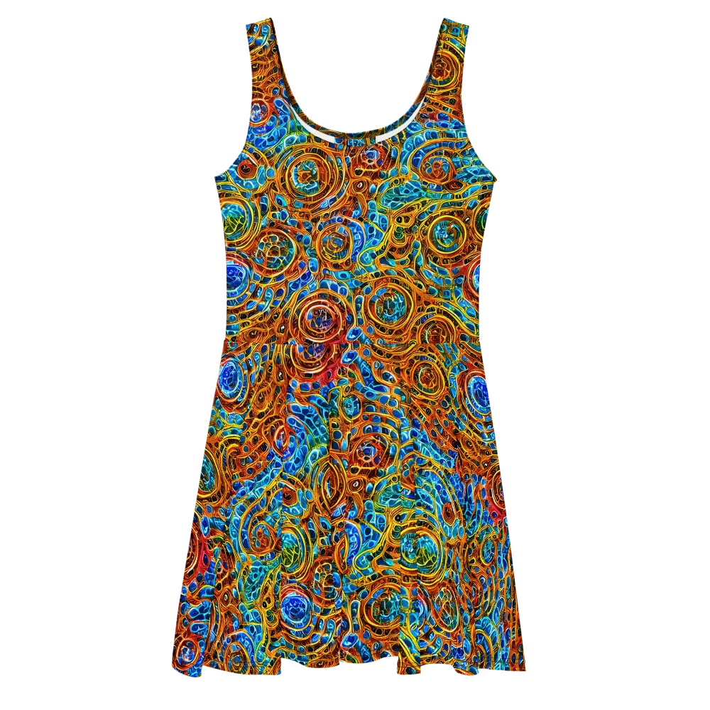 Electric Mandala on Skater Dress — Front