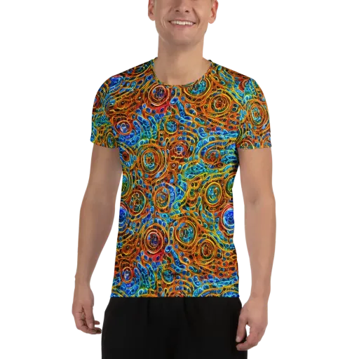 Electric Mandala on a Men's Athletic T-Shirt