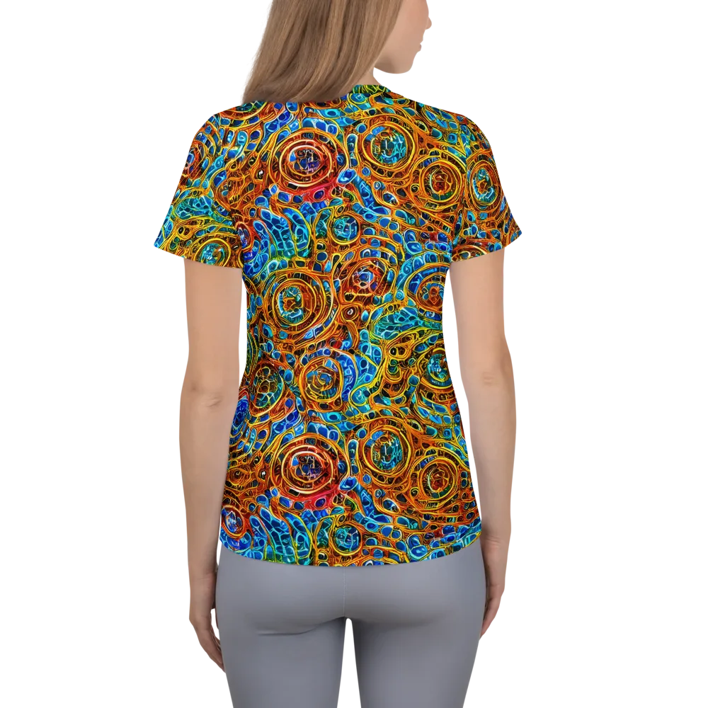 Electric Mandala on Women's Athletic T-Shirt — Back