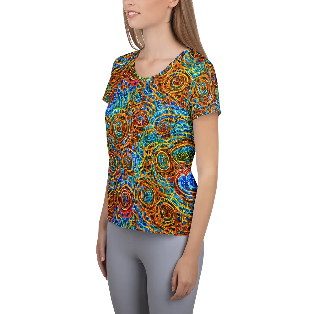 Electric Mandala on Women's Athletic T-Shirt — Left