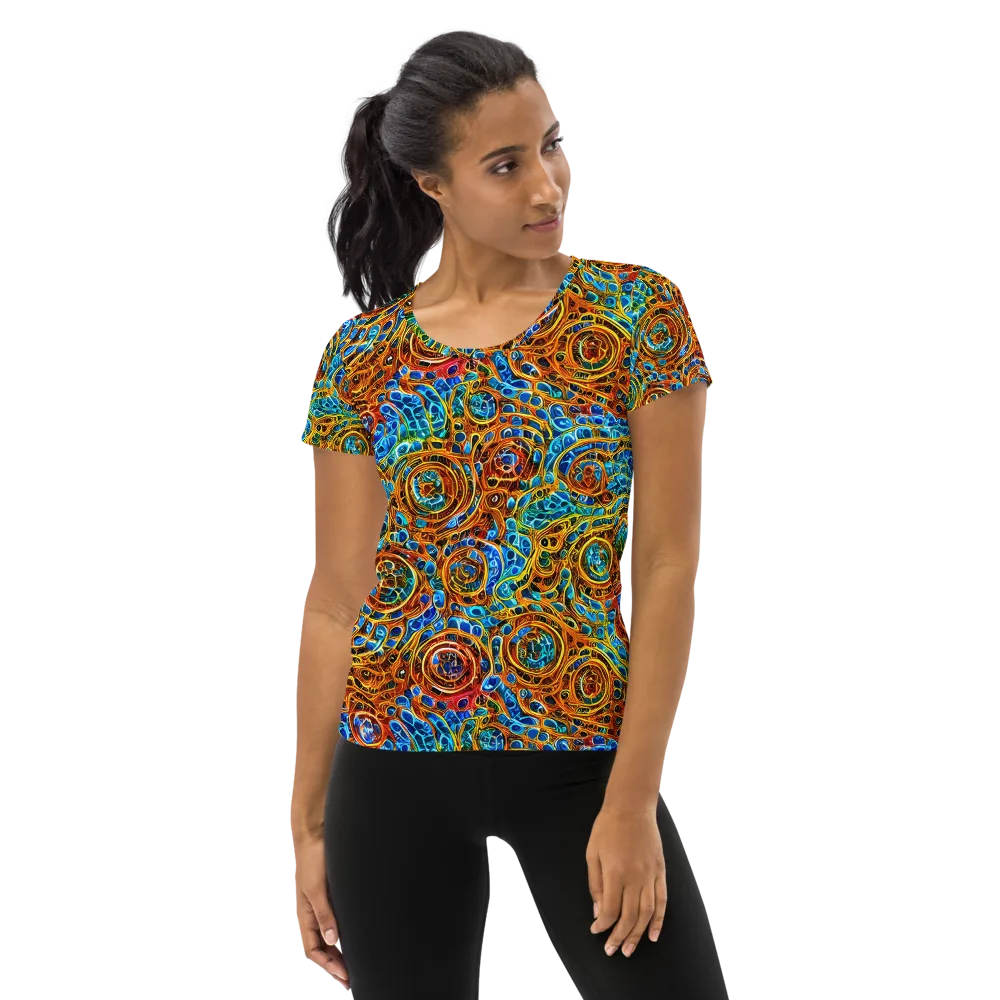Electric Mandala on Women's Athletic T-Shirt — Front