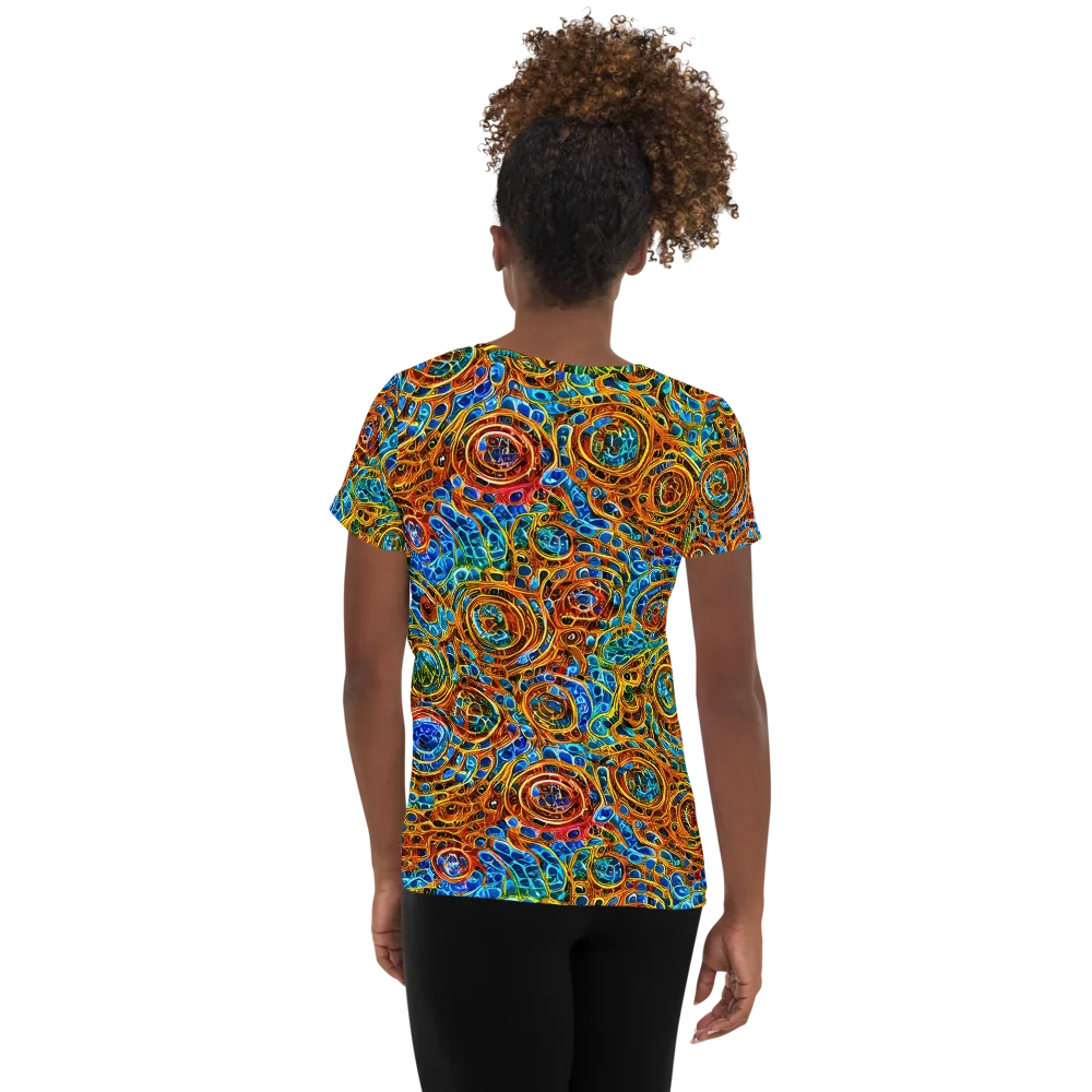 Electric Mandala on Women's Athletic T-Shirt — Back