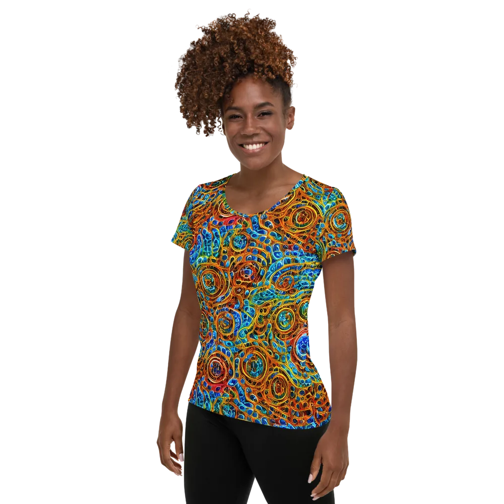 Electric Mandala on Women's Athletic T-Shirt — Left