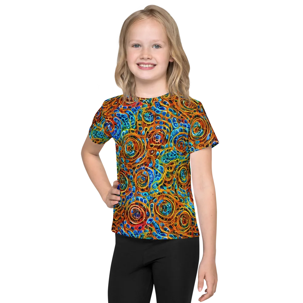 Electric Mandala on Kids Crew Neck T-Shirt — Front