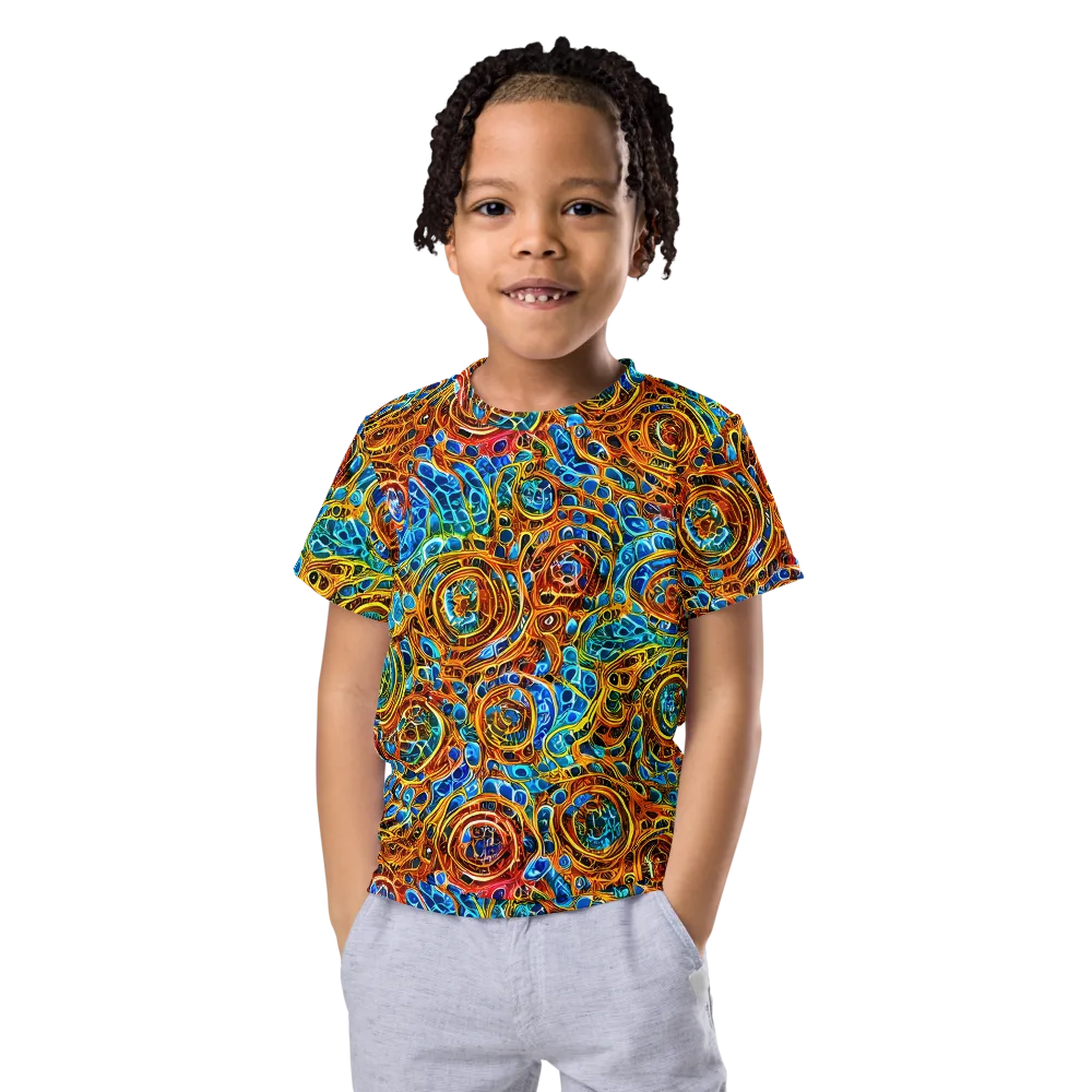 Electric Mandala on Kids Crew Neck T-Shirt — Front