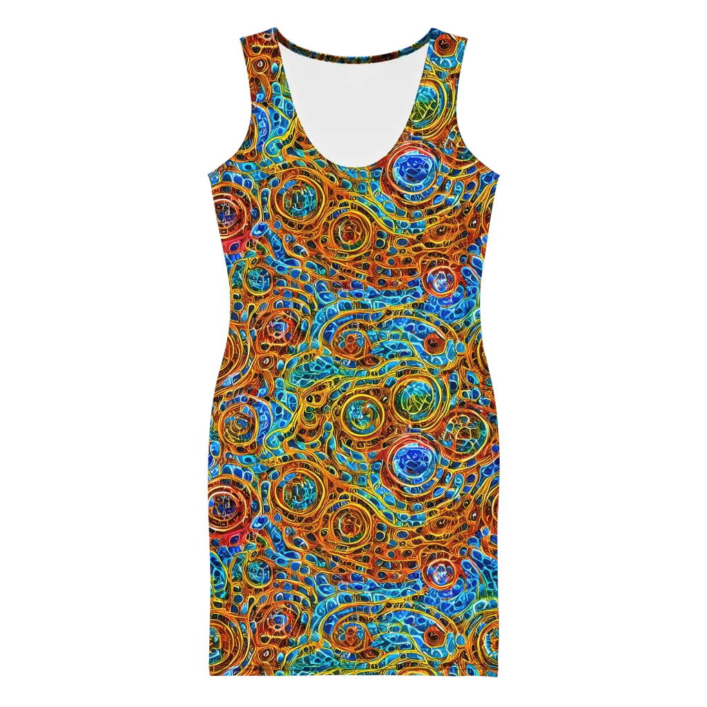 Electric Mandala on Bodycon Dress — Front