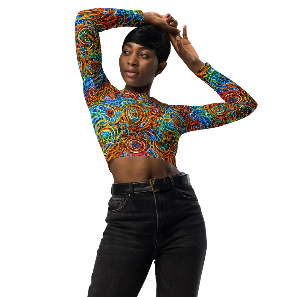 Electric Mandala on Long Sleeve Crop Top — Front