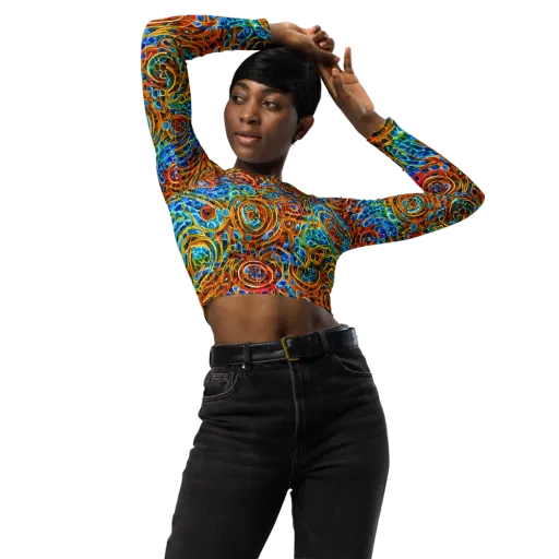 Electric Mandala on a Long Sleeve Crop Top