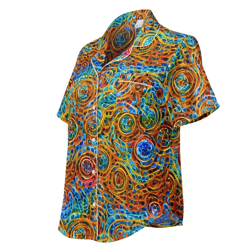 Electric Mandala on Women's Short Sleeve Pajama Top — Left Front