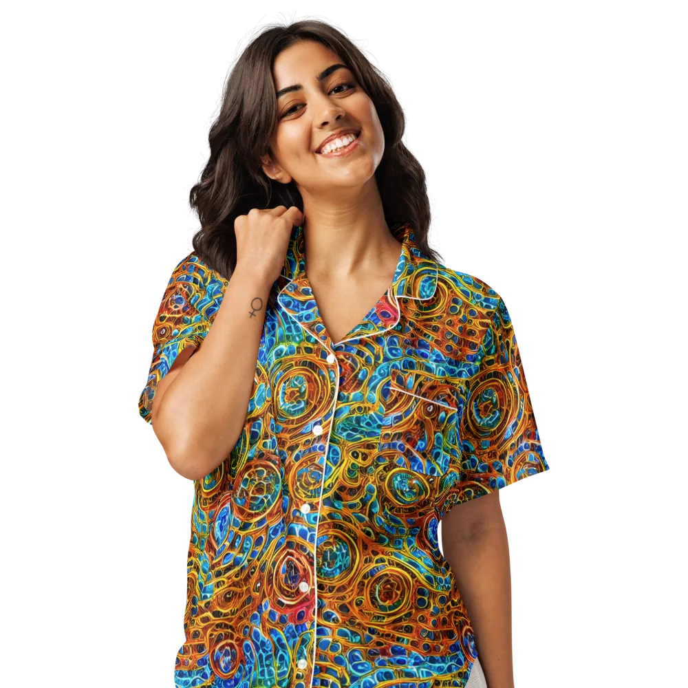 Electric Mandala on Women's Short Sleeve Pajama Top — Front