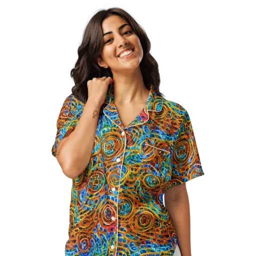 Electric Mandala on a Women's Short Sleeve Pajama Top