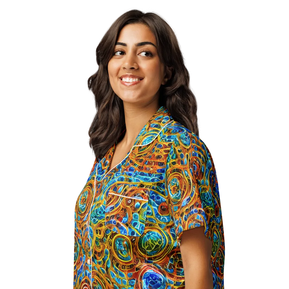 Electric Mandala on Women's Short Sleeve Pajama Top — Left Front