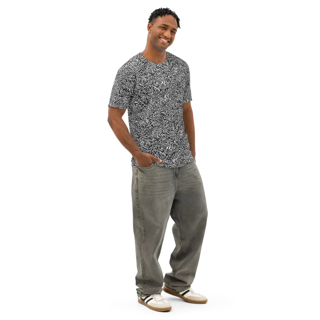 Contour Fever on Men's Cotton Crew Neck T-Shirt — Right Front