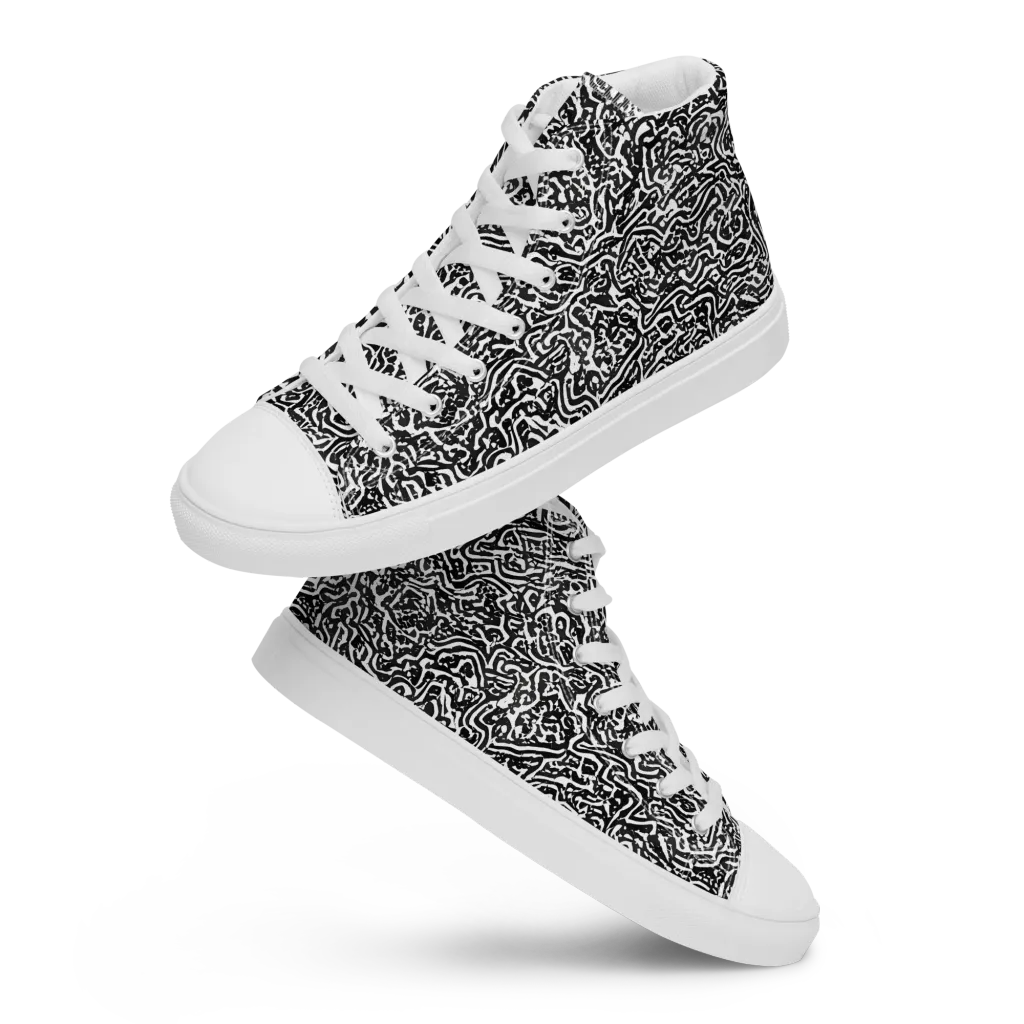 Contour Fever on Men's High Top Canvas Shoes — Front