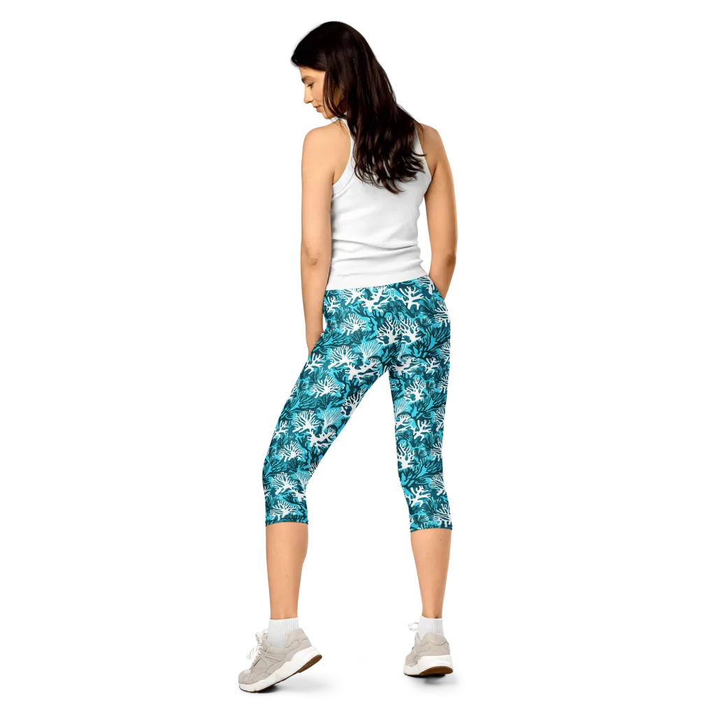 Aqua Canopy on Capri Leggings — Back