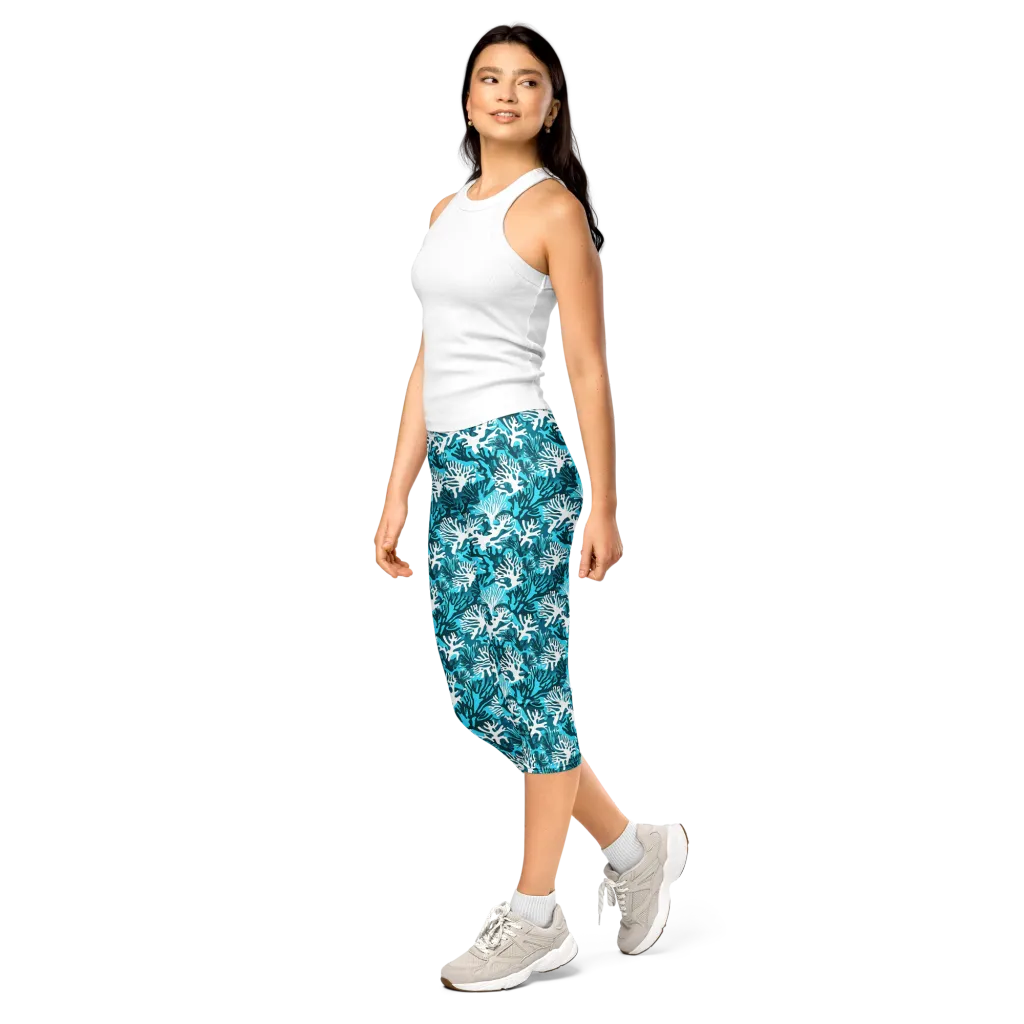 Aqua Canopy on Capri Leggings — Left Front