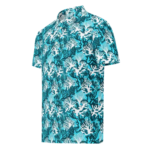 Aqua Canopy on a Men's Slim Fit Polo Shirt