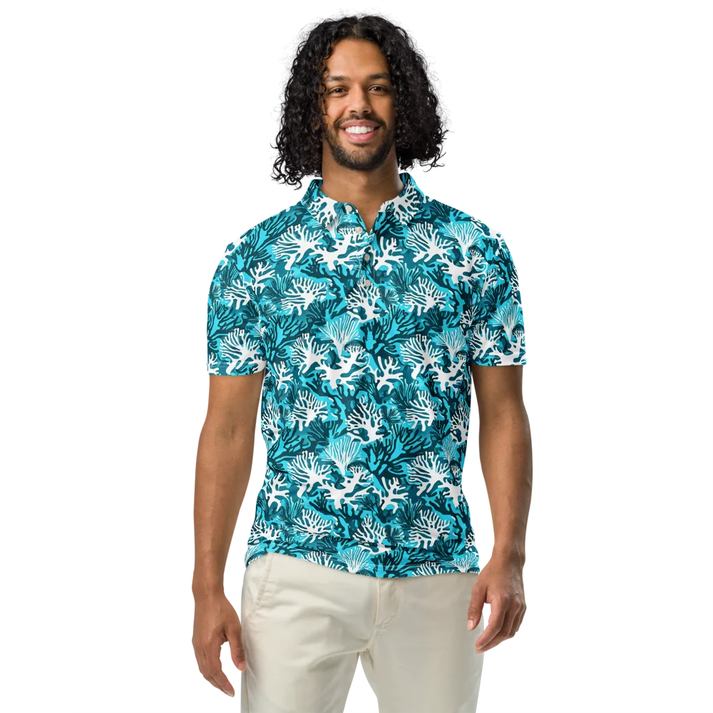Aqua Canopy on Men's Slim Fit Polo Shirt — Front