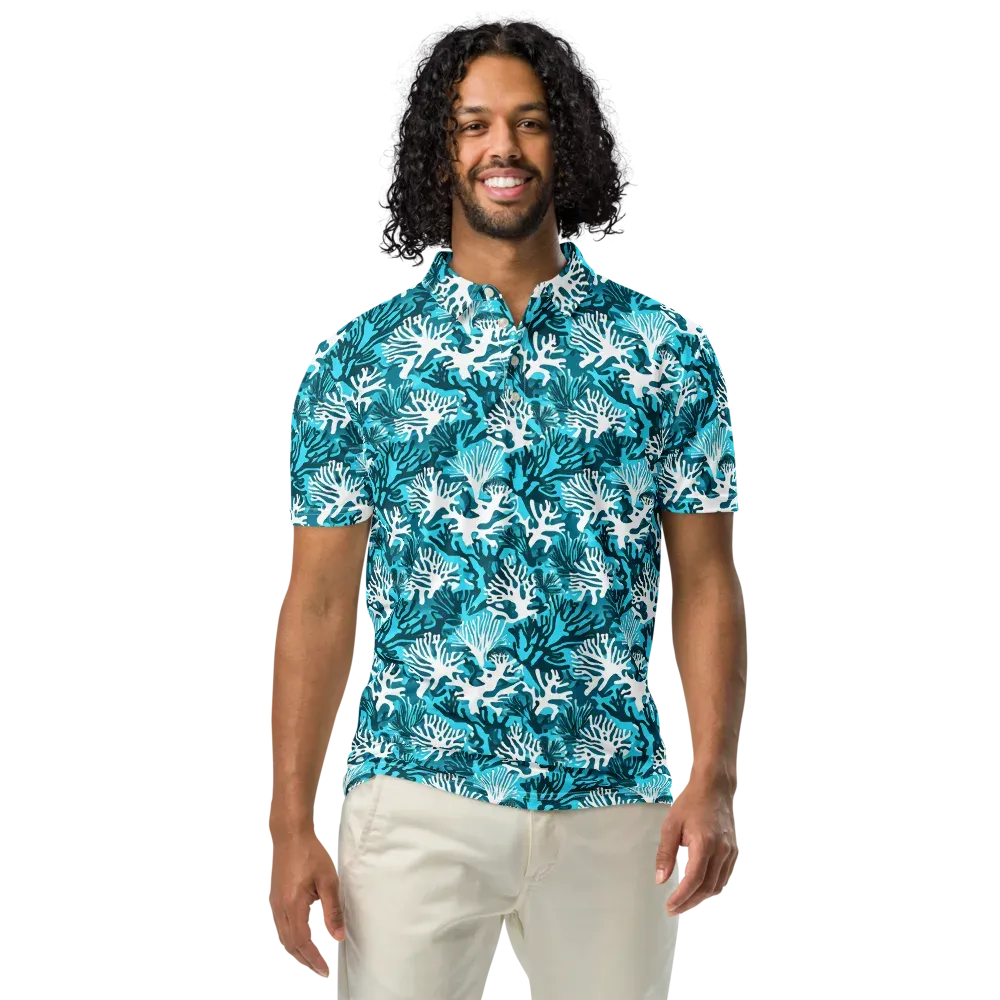 Aqua Canopy on Men's Slim Fit Polo Shirt — Front