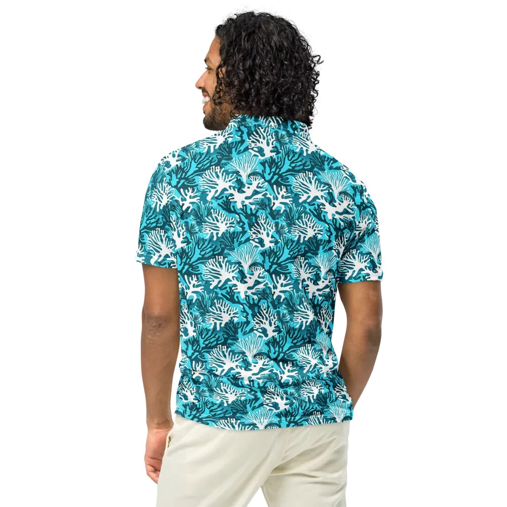 Aqua Canopy on Men's Slim Fit Polo Shirt — Back