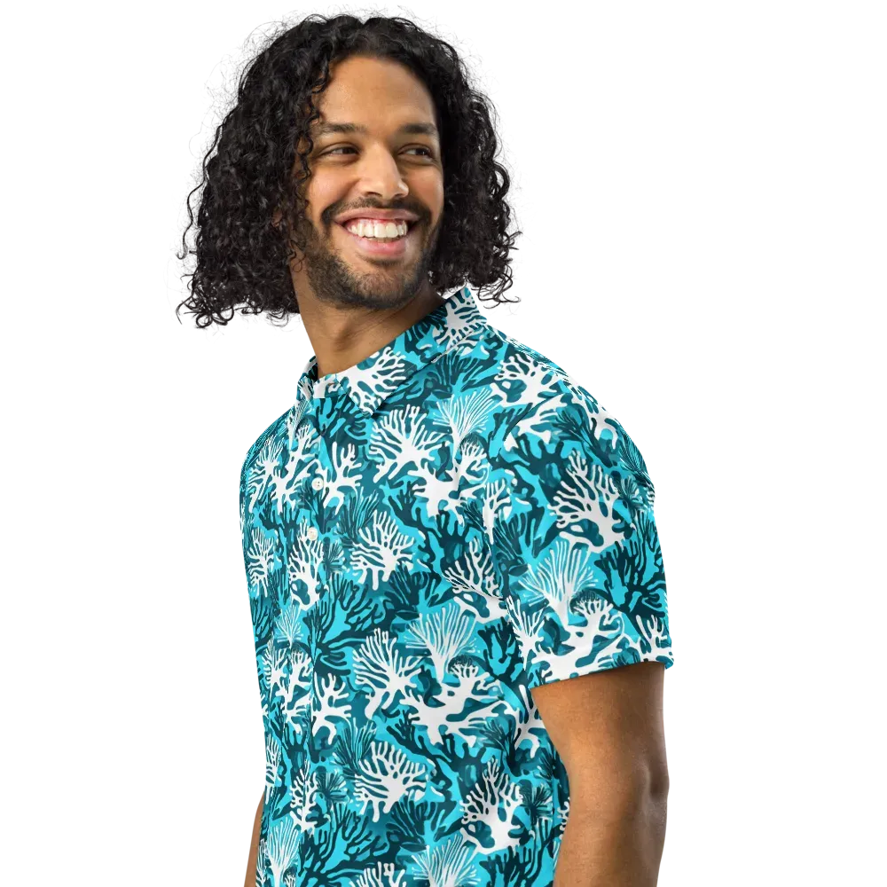 Aqua Canopy on Men's Slim Fit Polo Shirt — Left Front