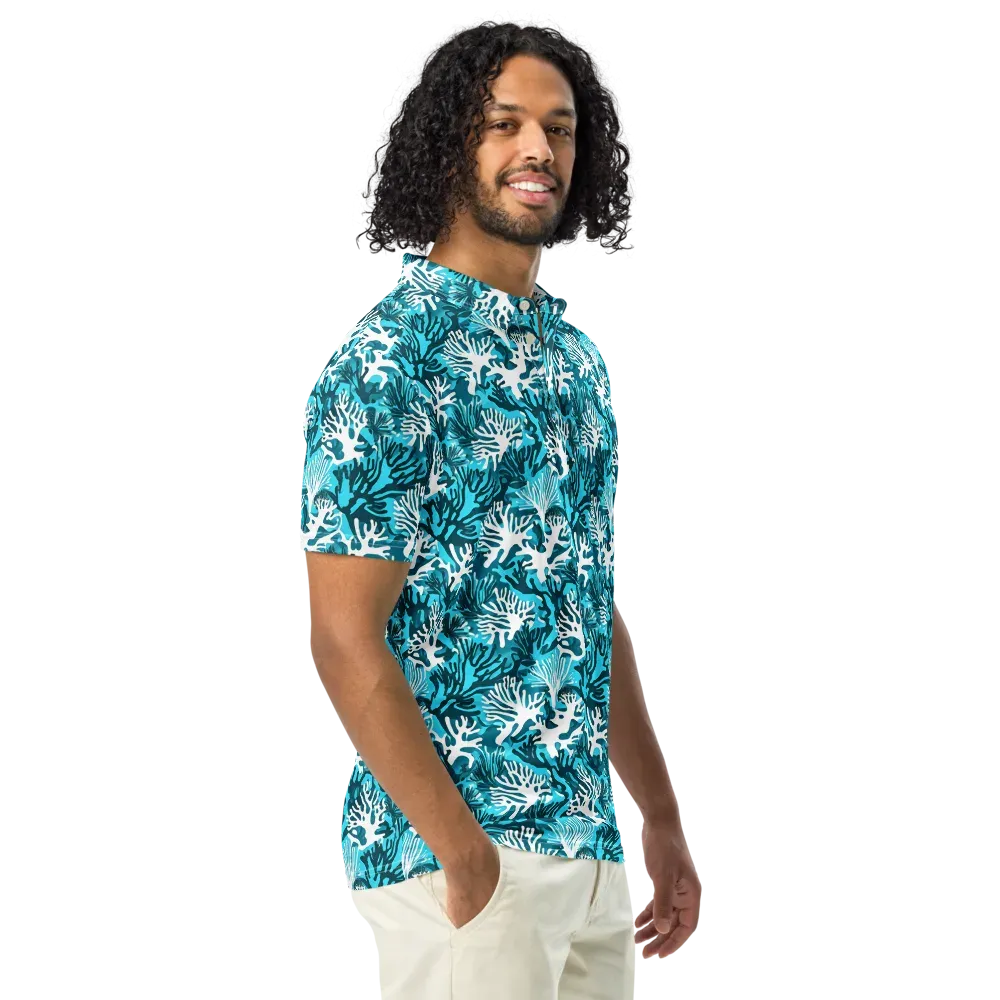 Aqua Canopy on Men's Slim Fit Polo Shirt — Right Front