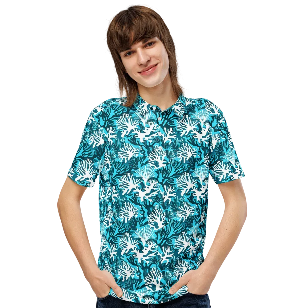 Aqua Canopy on Men's Slim Fit Polo Shirt — Front