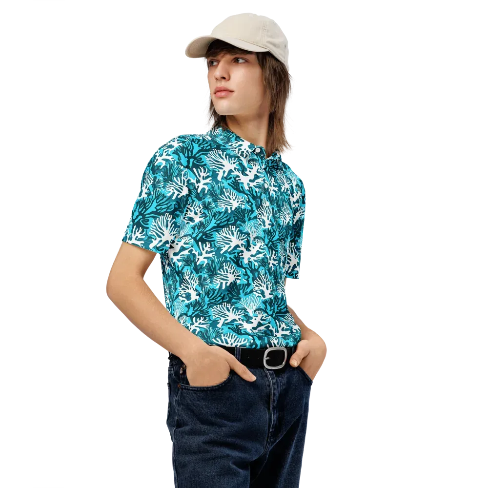 Aqua Canopy on Men's Slim Fit Polo Shirt — Right Front