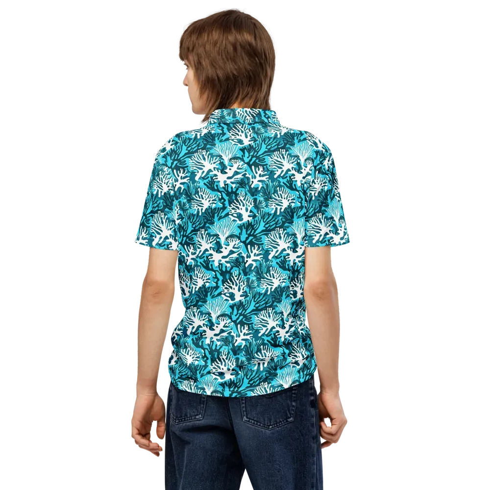 Aqua Canopy on Men's Slim Fit Polo Shirt — Back