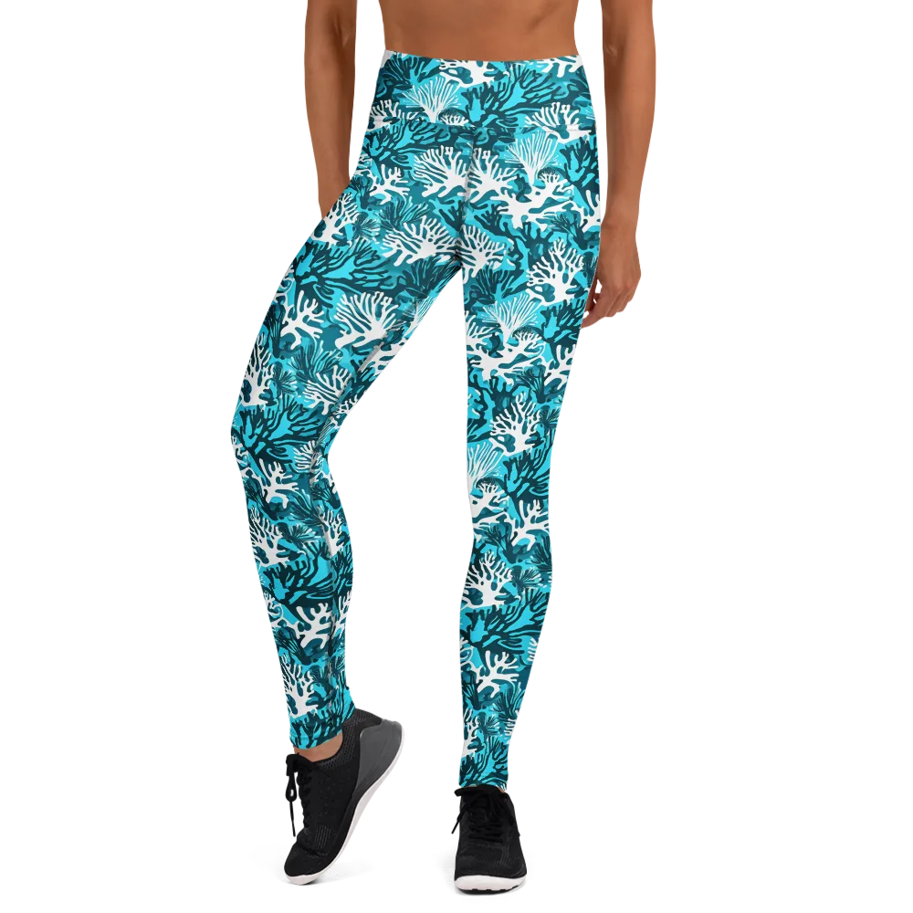 Aqua Canopy on Yoga Leggings — Front