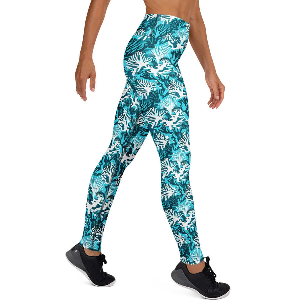 Aqua Canopy on Yoga Leggings — Right