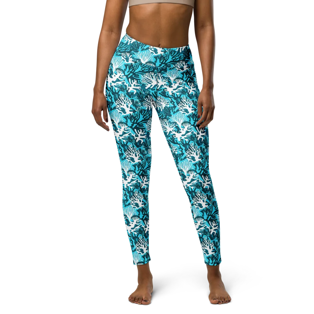 Aqua Canopy on Yoga Leggings — Front
