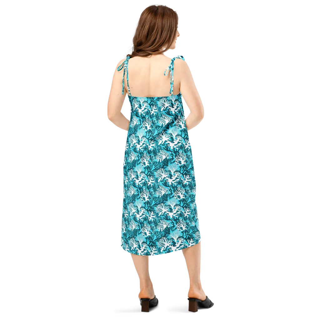 Aqua Canopy on Slip Dress — Back