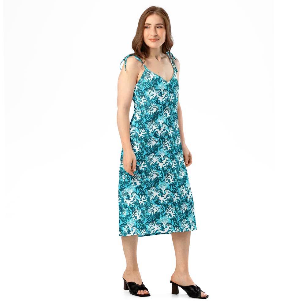 Aqua Canopy on Slip Dress — Right Front