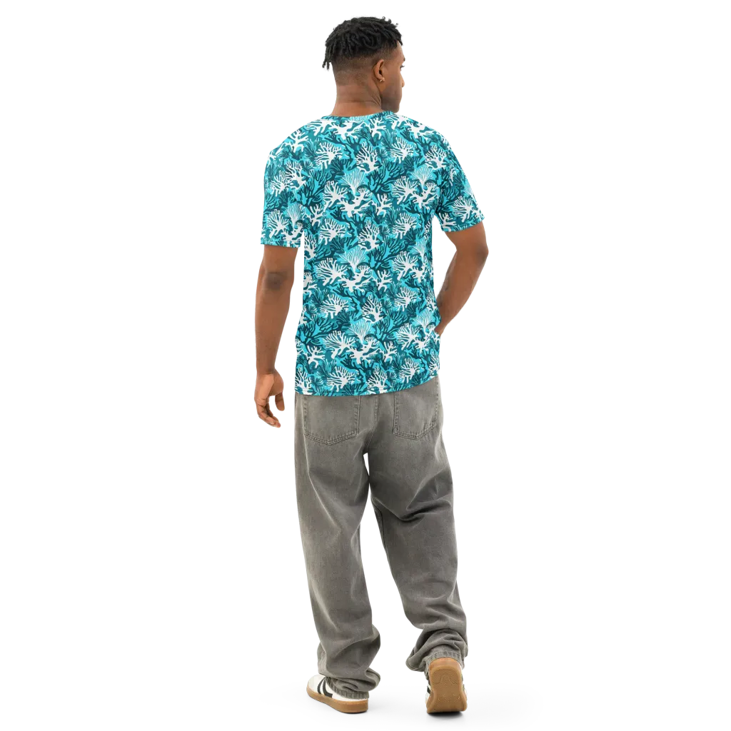 Aqua Canopy on Men's Cotton Crew Neck T-Shirt — Back