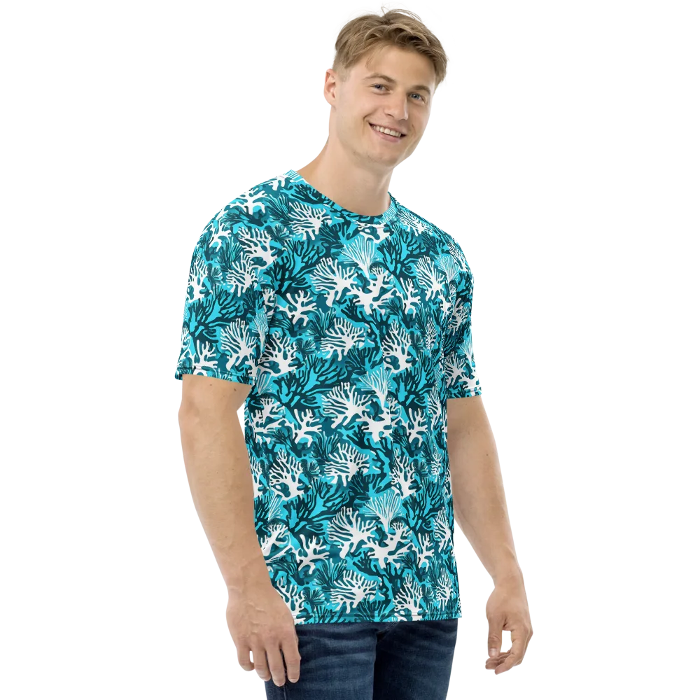 Aqua Canopy on Men's Crew Neck T-Shirt — Right