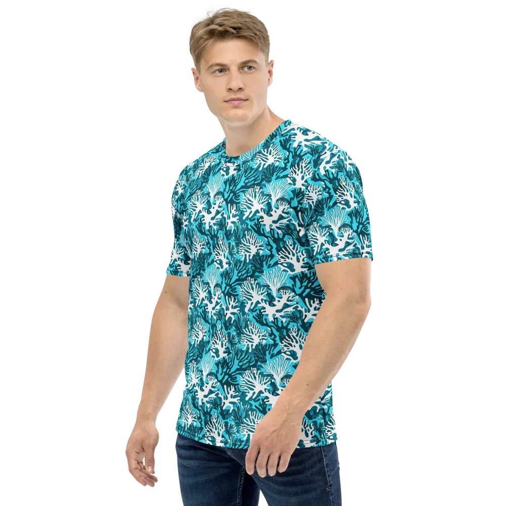 Aqua Canopy on Men's Crew Neck T-Shirt — Left