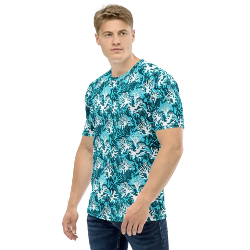 Aqua Canopy on a Men's Crew Neck T-Shirt