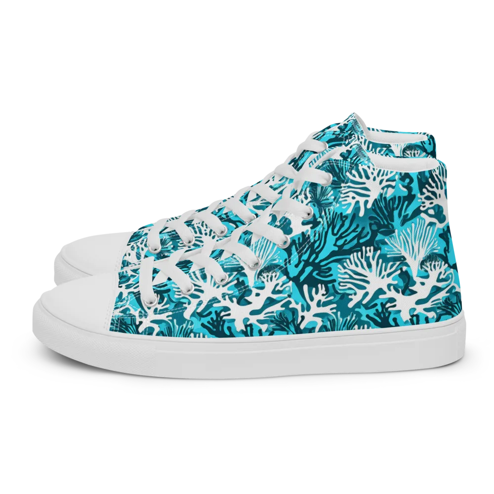 Aqua Canopy on Men's High Top Canvas Shoes — Left