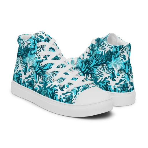 Aqua Canopy on a Men's High Top Canvas Shoes