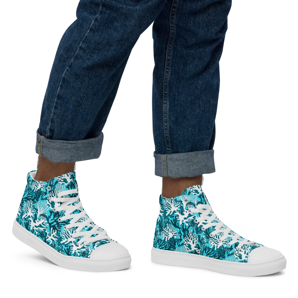 Aqua Canopy on Men's High Top Canvas Shoes — Right