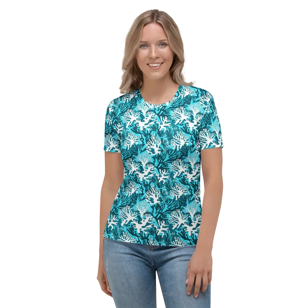 Aqua Canopy on Women's Crew Neck T-Shirt — Front