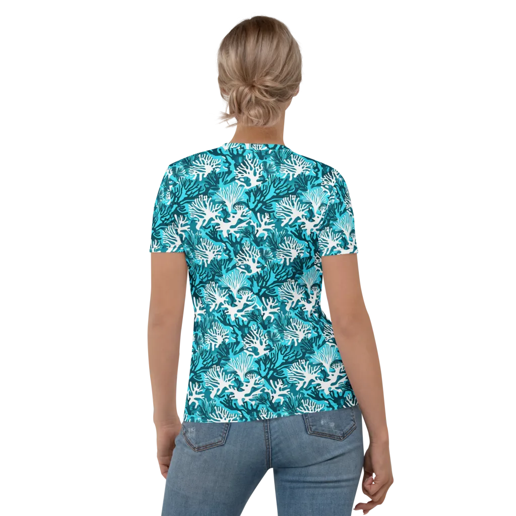 Aqua Canopy on Women's Crew Neck T-Shirt — Back