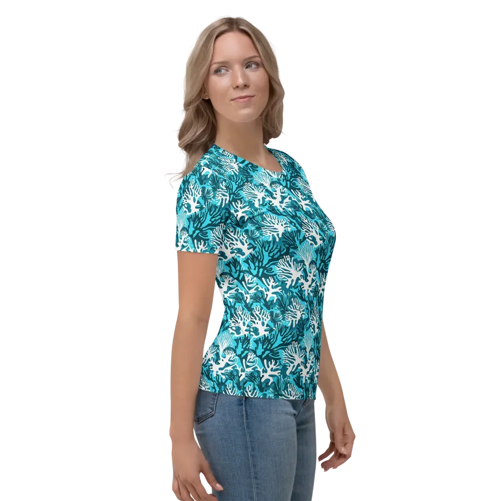 Aqua Canopy on Women's Crew Neck T-Shirt — Right