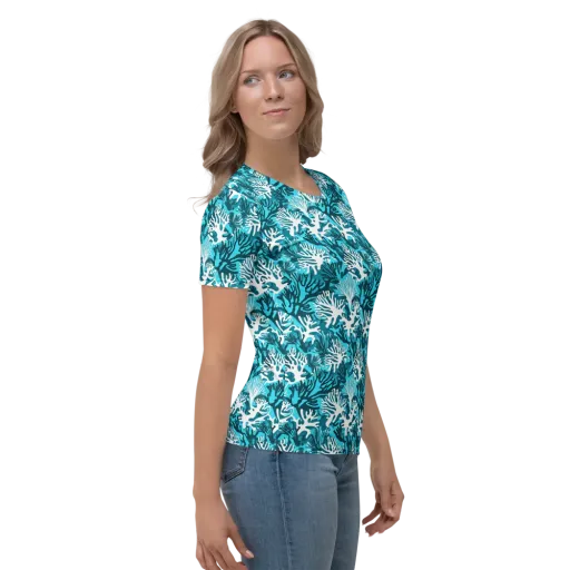 Aqua Canopy on a Women's Crew Neck T-Shirt